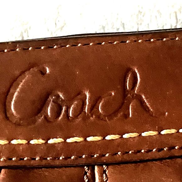 Coach Ashley Handbag Clutch Wristlet Mahogany Brown Pleated Leather Purse F13734 - Picture 2 of 16